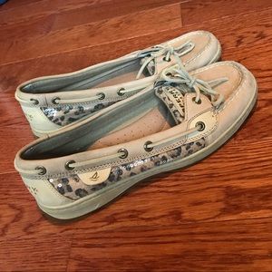 Authentic Sperry Boat Shoes with leopard print
